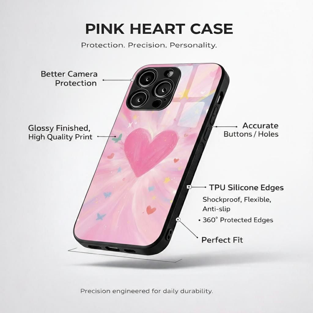 Pink heart Aesthetic Phone Case for iPhone & Android