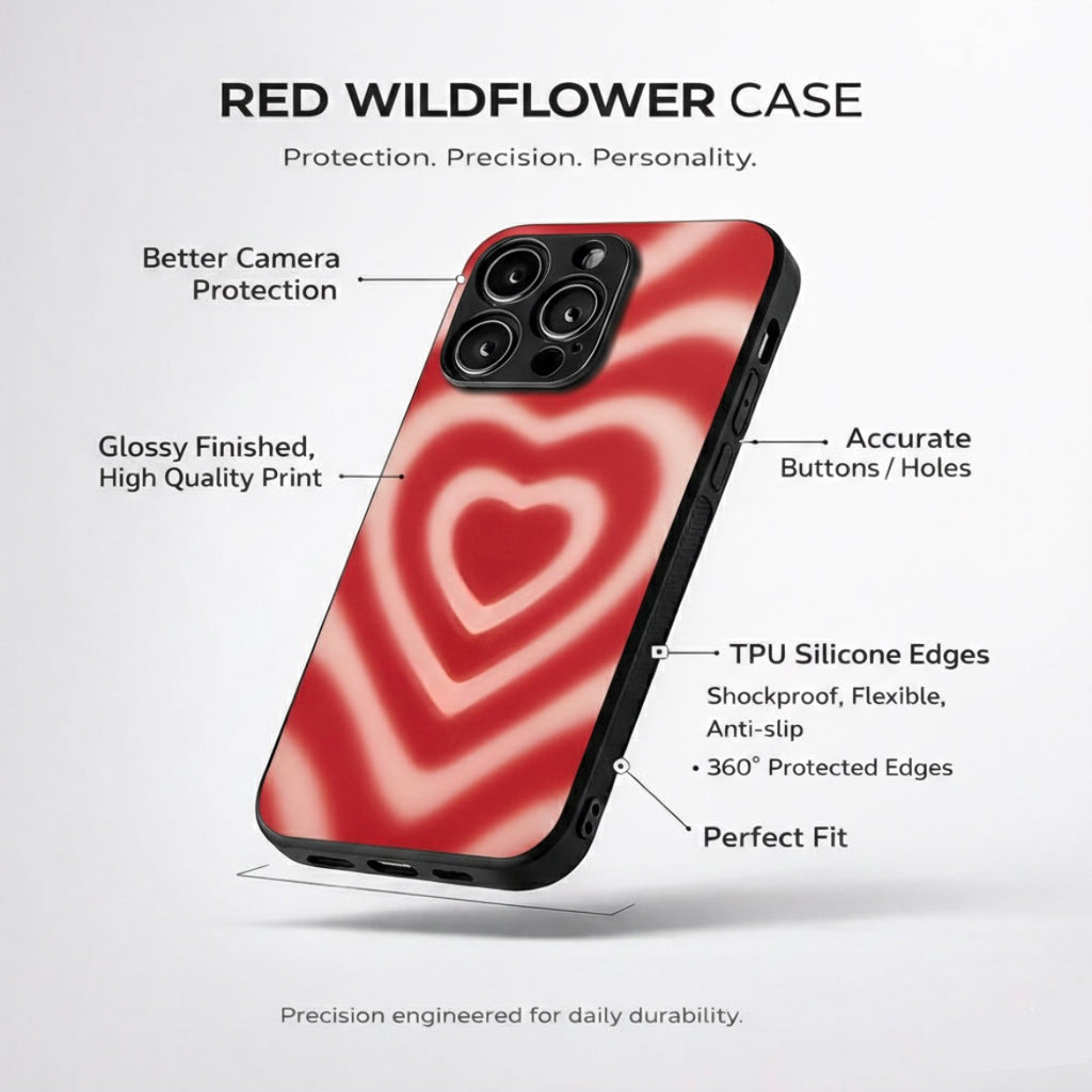 Red Wildflower Aesthetic Phone Case for iPhone & Android
