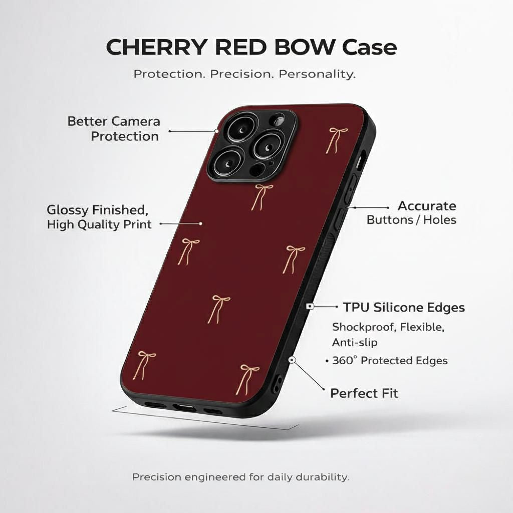 Cherry Red Bow Aesthetic Phone Case for iPhone & Android