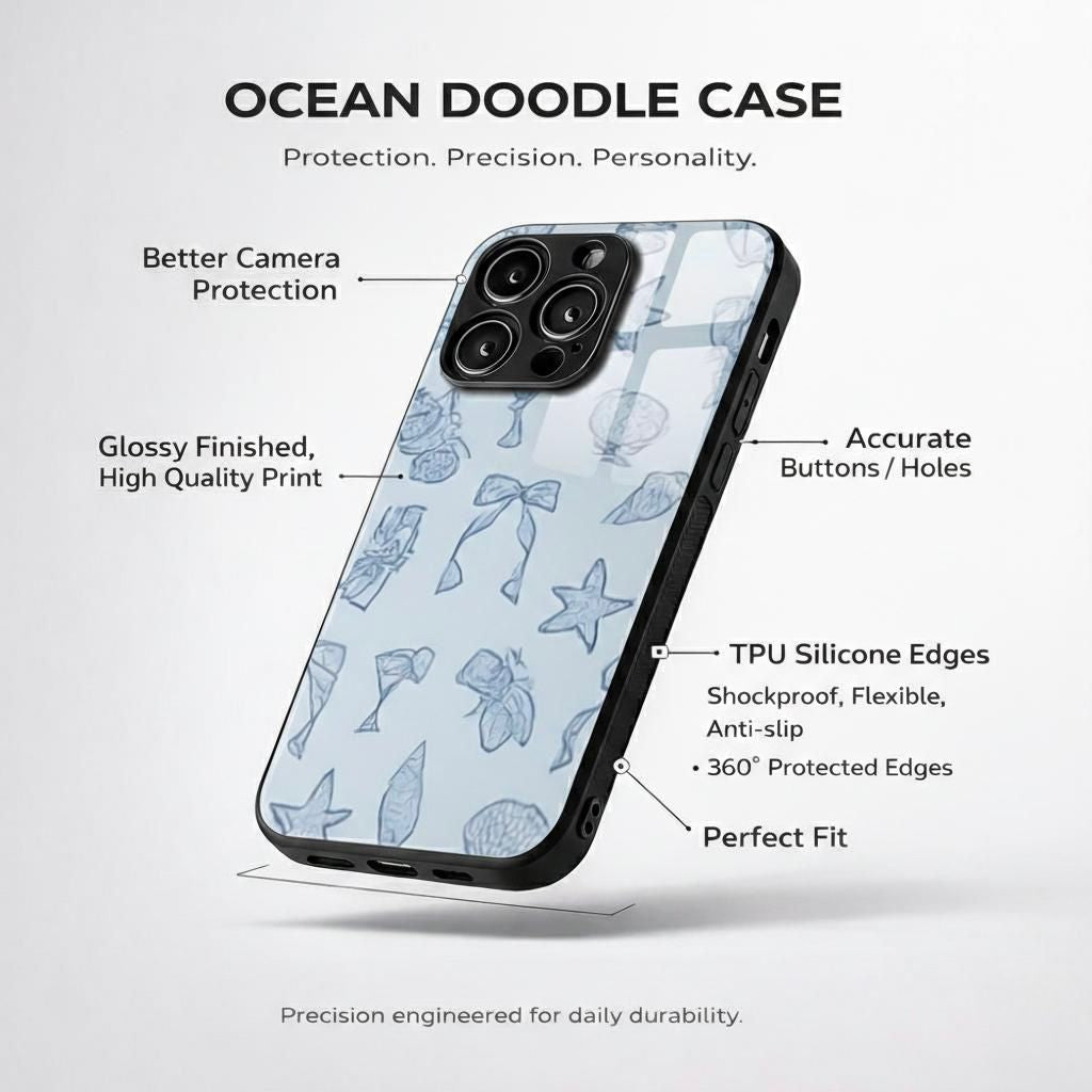 Ocean Doodle Aesthetic Phone Case for iPhone & Android