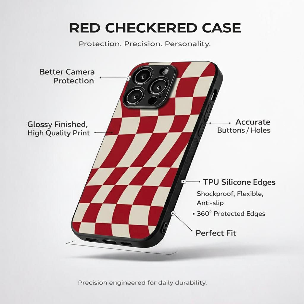 Red checkered Aesthetic Phone Case for iPhone & Android