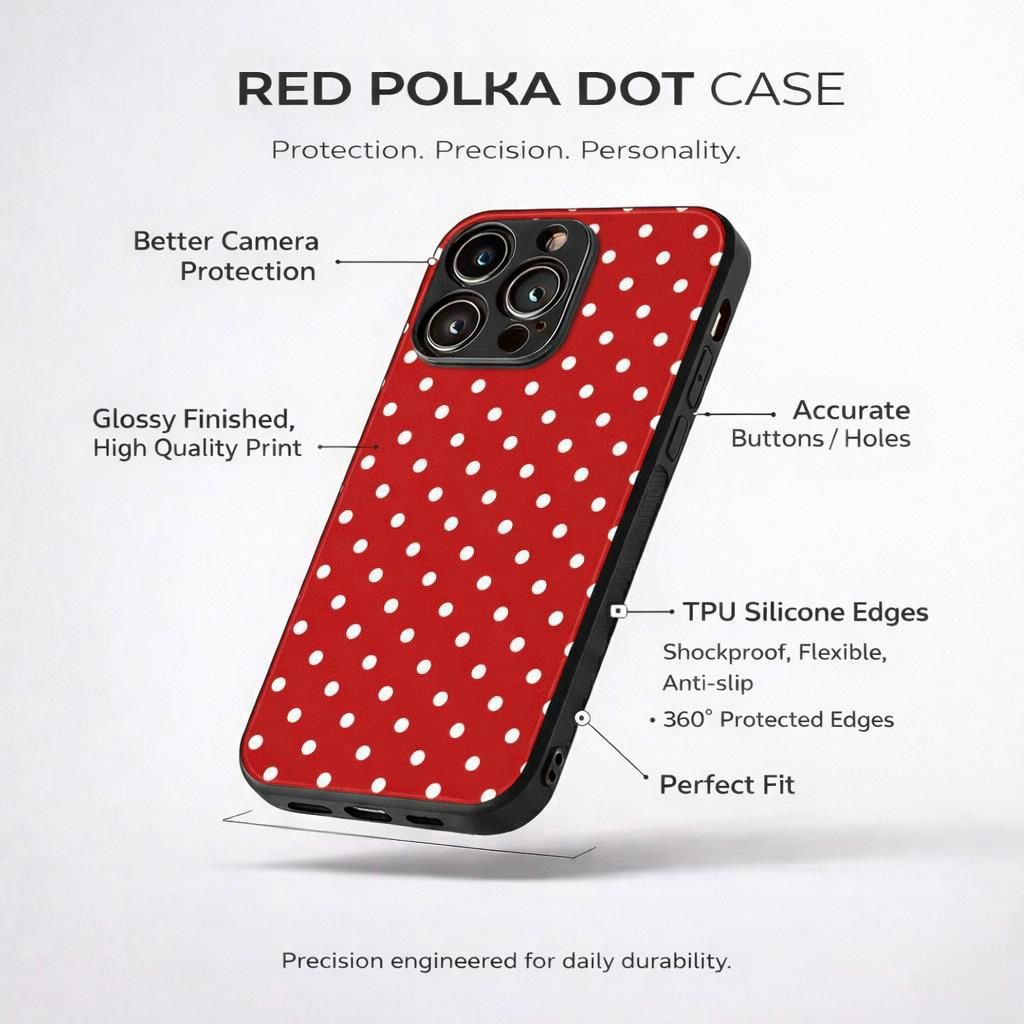 Red polka dot Aesthetic Phone Case for iPhone & Android
